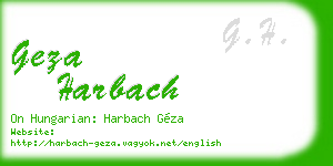geza harbach business card